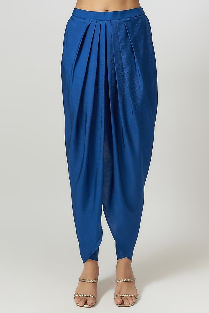 Navy Blue Silk Zari Embroidered Kurta Set by Jayanti Reddy at Pernia's Pop Up Shop
