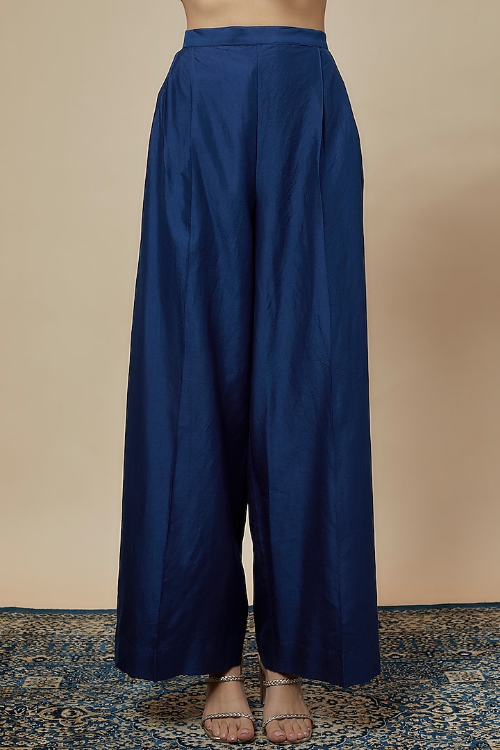 Navy Blue Silk Zari Embroidered Bridal Anarkali Set by Jayanti Reddy at Pernia's Pop Up Shop