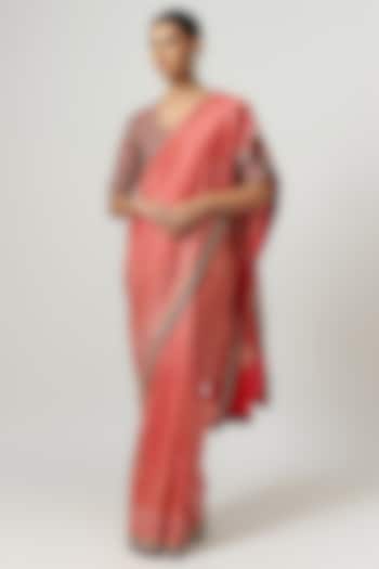 Rani Pink Silk Banarasi Zari Embroidered Bridal Saree Set by Jayanti Reddy at Pernia's Pop Up Shop