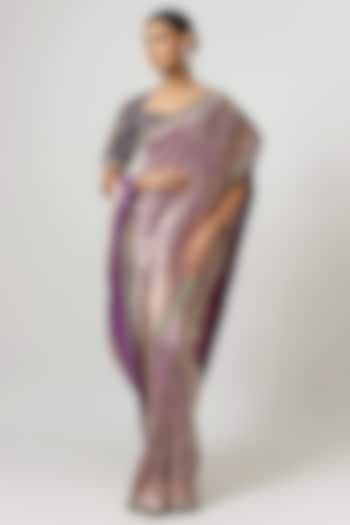 Purple Silk Zari Embroidered Banarasi Saree Set by Jayanti Reddy at Pernia's Pop Up Shop