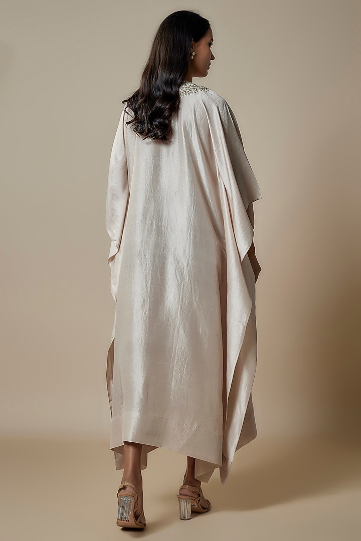 Ivory Silk Zari Embroidered Kaftan by Jayanti Reddy at Pernia's Pop Up Shop