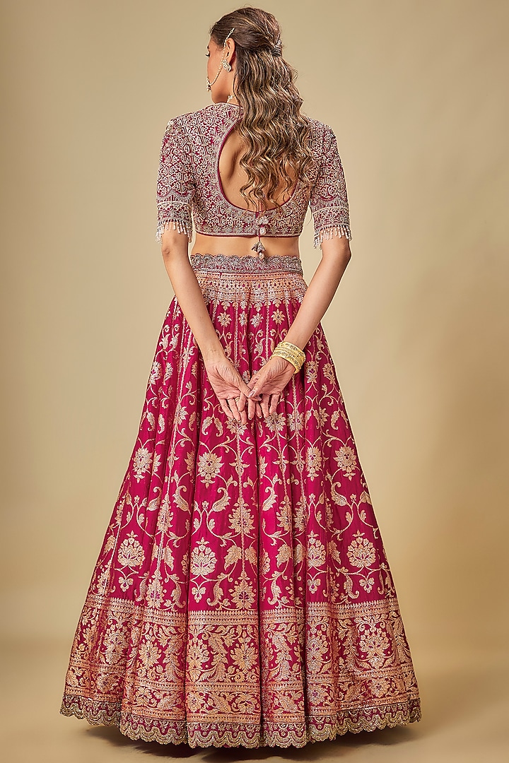 Pink Banarasi Zardosi Embroidered Bridal Lehenga Set by Jayanti Reddy at Pernia's Pop Up Shop