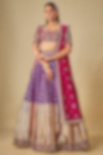 Purple Banarasi Zardosi Embroidered Bridal Lehenga Set by Jayanti Reddy at Pernia's Pop Up Shop