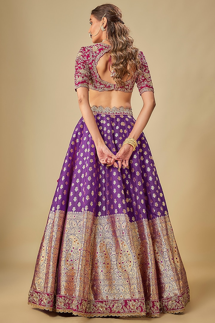 Purple Banarasi Zardosi Embroidered Bridal Lehenga Set by Jayanti Reddy at Pernia's Pop Up Shop