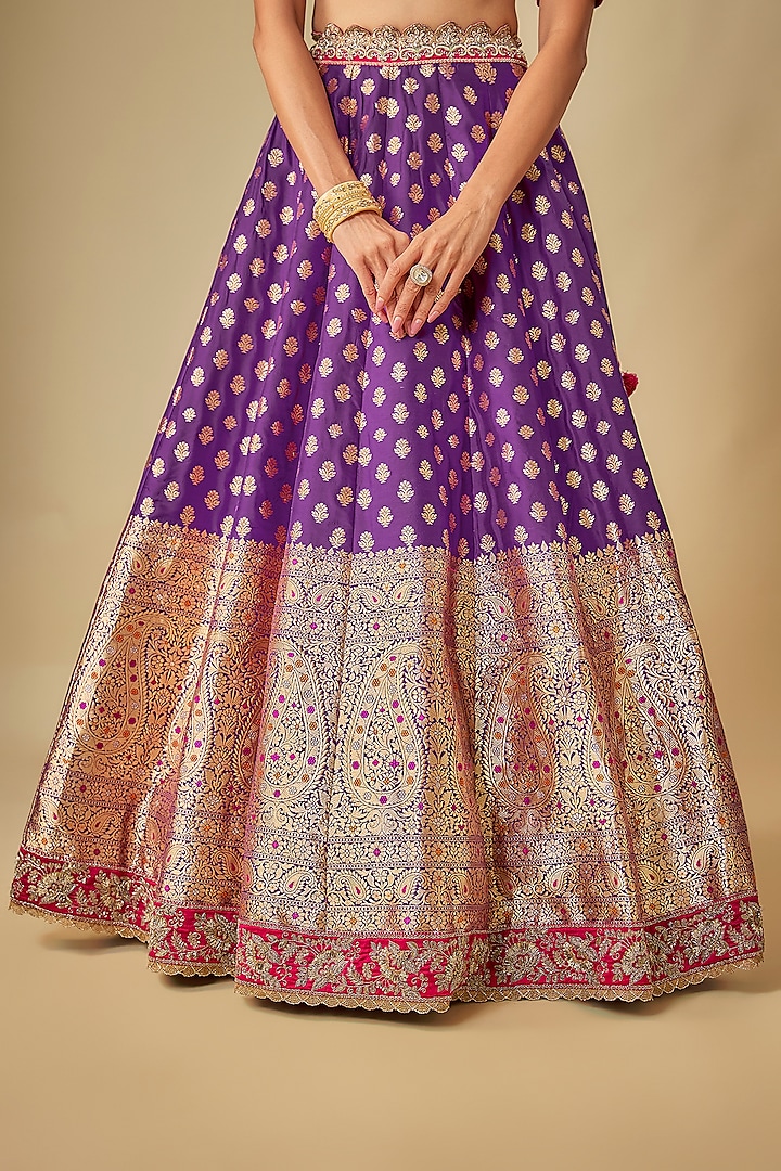 Purple Banarasi Zardosi Embroidered Bridal Lehenga Set by Jayanti Reddy at Pernia's Pop Up Shop