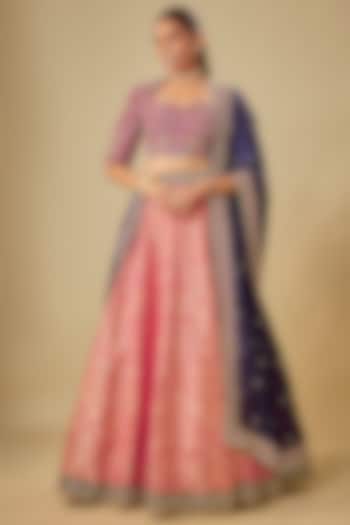 Pink Banarasi Zardosi Embroidered Bridal Lehenga Set by Jayanti Reddy at Pernia's Pop Up Shop