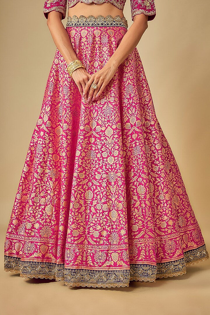 Pink Banarasi Zardosi Embroidered Bridal Lehenga Set by Jayanti Reddy at Pernia's Pop Up Shop