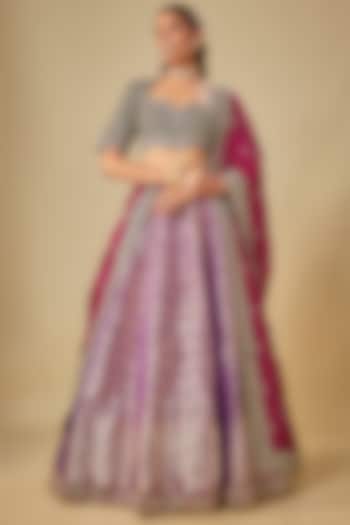 Purple Banarasi Zardosi Embroidered Bridal Lehenga Set by Jayanti Reddy at Pernia's Pop Up Shop