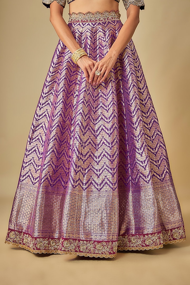 Purple Banarasi Zardosi Embroidered Bridal Lehenga Set by Jayanti Reddy at Pernia's Pop Up Shop