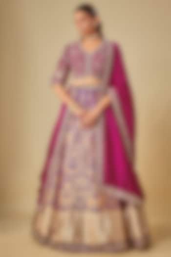 Purple Banarasi Zardosi Embroidered Bridal Lehenga Set by Jayanti Reddy at Pernia's Pop Up Shop