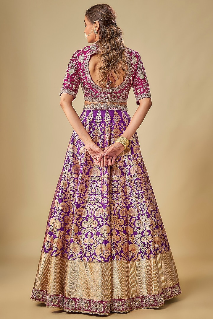 Purple Banarasi Zardosi Embroidered Bridal Lehenga Set by Jayanti Reddy at Pernia's Pop Up Shop