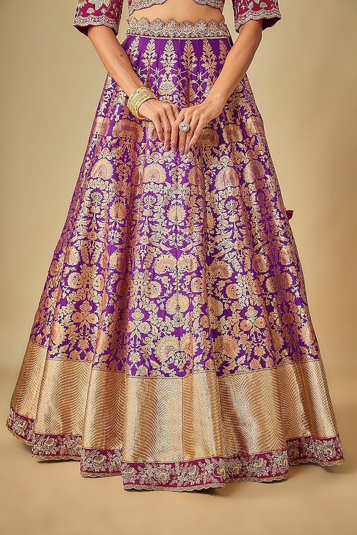 Purple Banarasi Zardosi Embroidered Bridal Lehenga Set by Jayanti Reddy at Pernia's Pop Up Shop