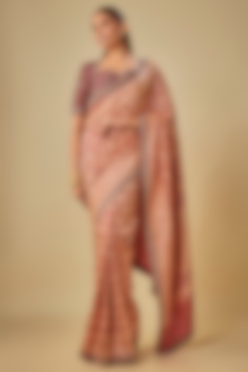 Red Banarasi Zardosi Embroidered Bridal Saree Set by Jayanti Reddy at Pernia's Pop Up Shop