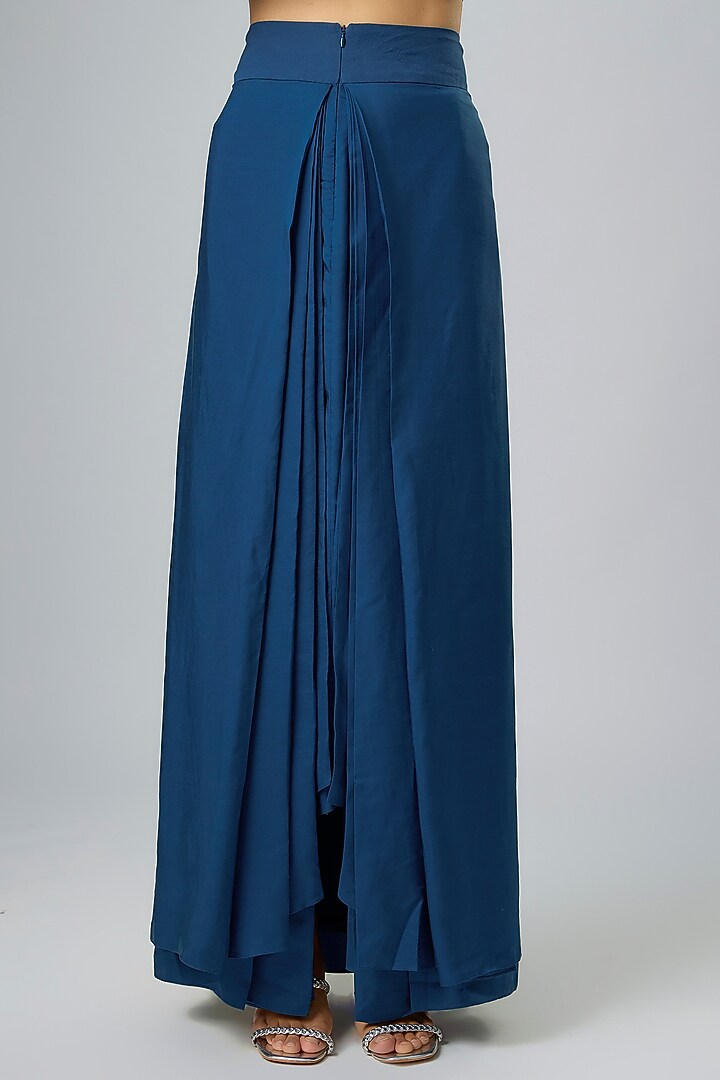Navy Blue Silk Zardosi Embroidered Cape Set by Jayanti Reddy at Pernia's Pop Up Shop