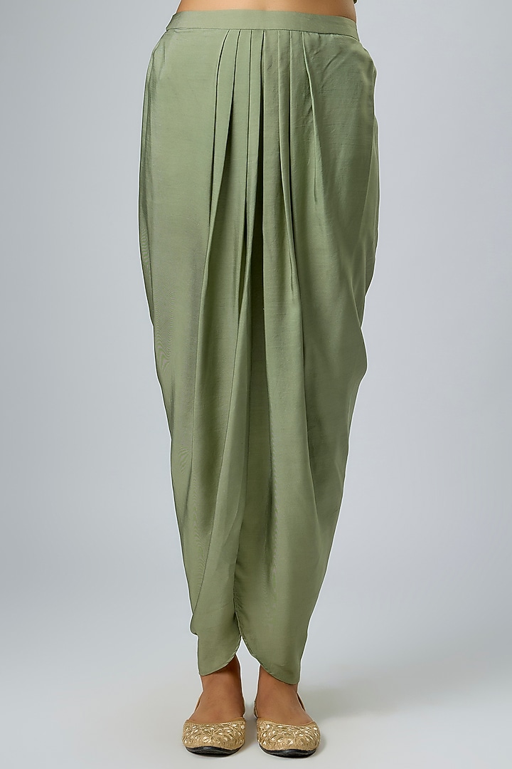 Mint Green Silk Zardosi Embroidered Tunic Set by Jayanti Reddy at Pernia's Pop Up Shop