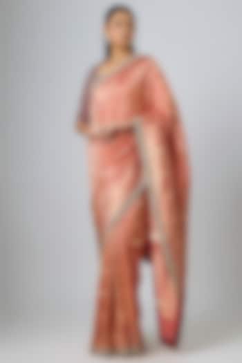 Red Banarasi Zardosi Embroidered Bridal Saree Set by Jayanti Reddy at Pernia's Pop Up Shop