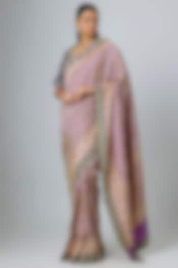 Purple Banarasi Zardosi Embroidered Bridal Saree Set by Jayanti Reddy at Pernia's Pop Up Shop