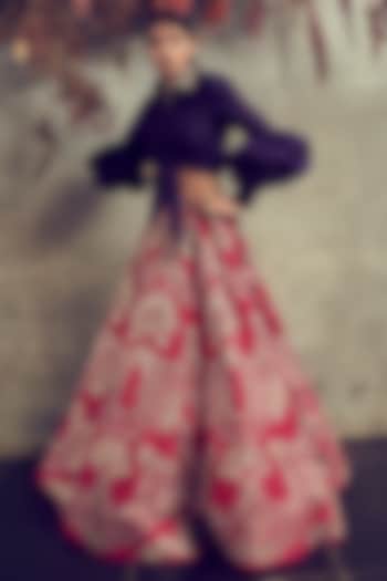 Red Raw Silk Embroidered Bridal Lehenga Set by Jayanti Reddy at Pernia's Pop Up Shop