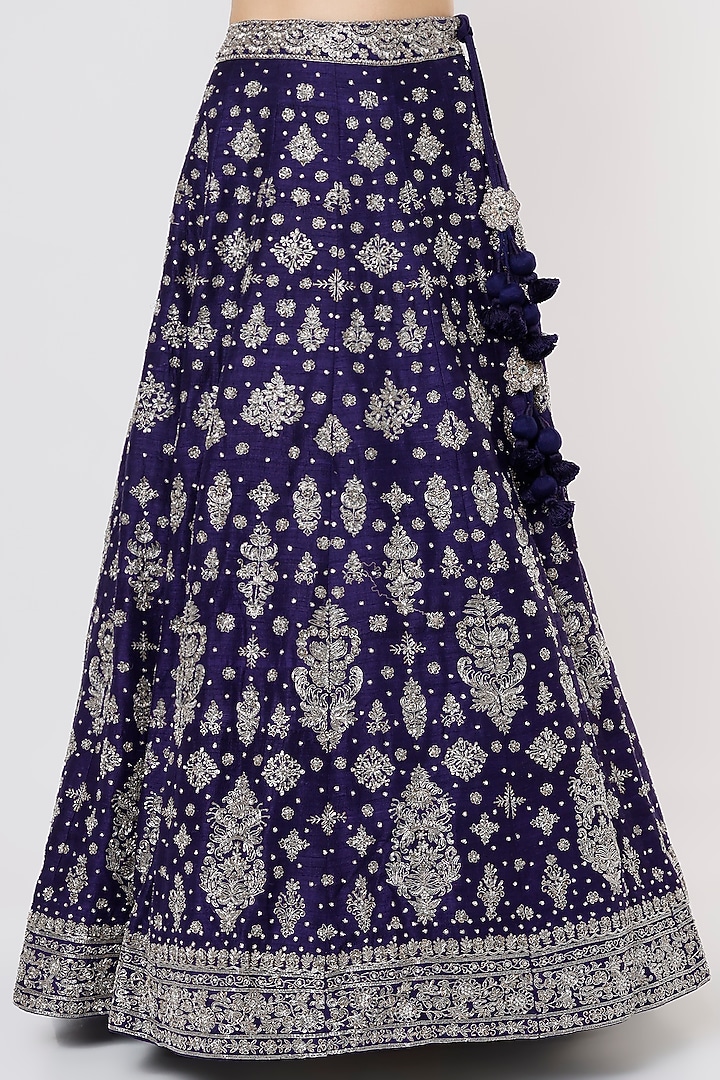 Purple Raw Silk Embroidered Bridal Lehenga Set by Jayanti Reddy at Pernia's Pop Up Shop
