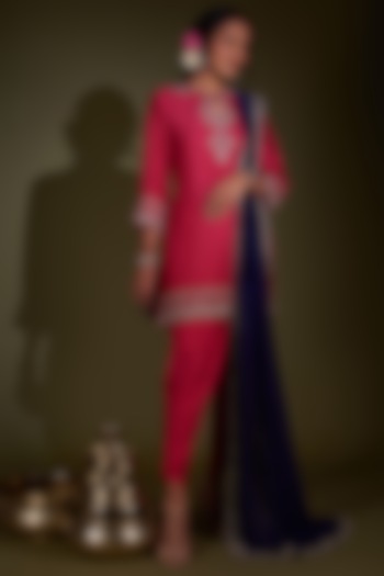 Fuchsia Embroidered Tunic Set by Jayanti Reddy at Pernia's Pop Up Shop