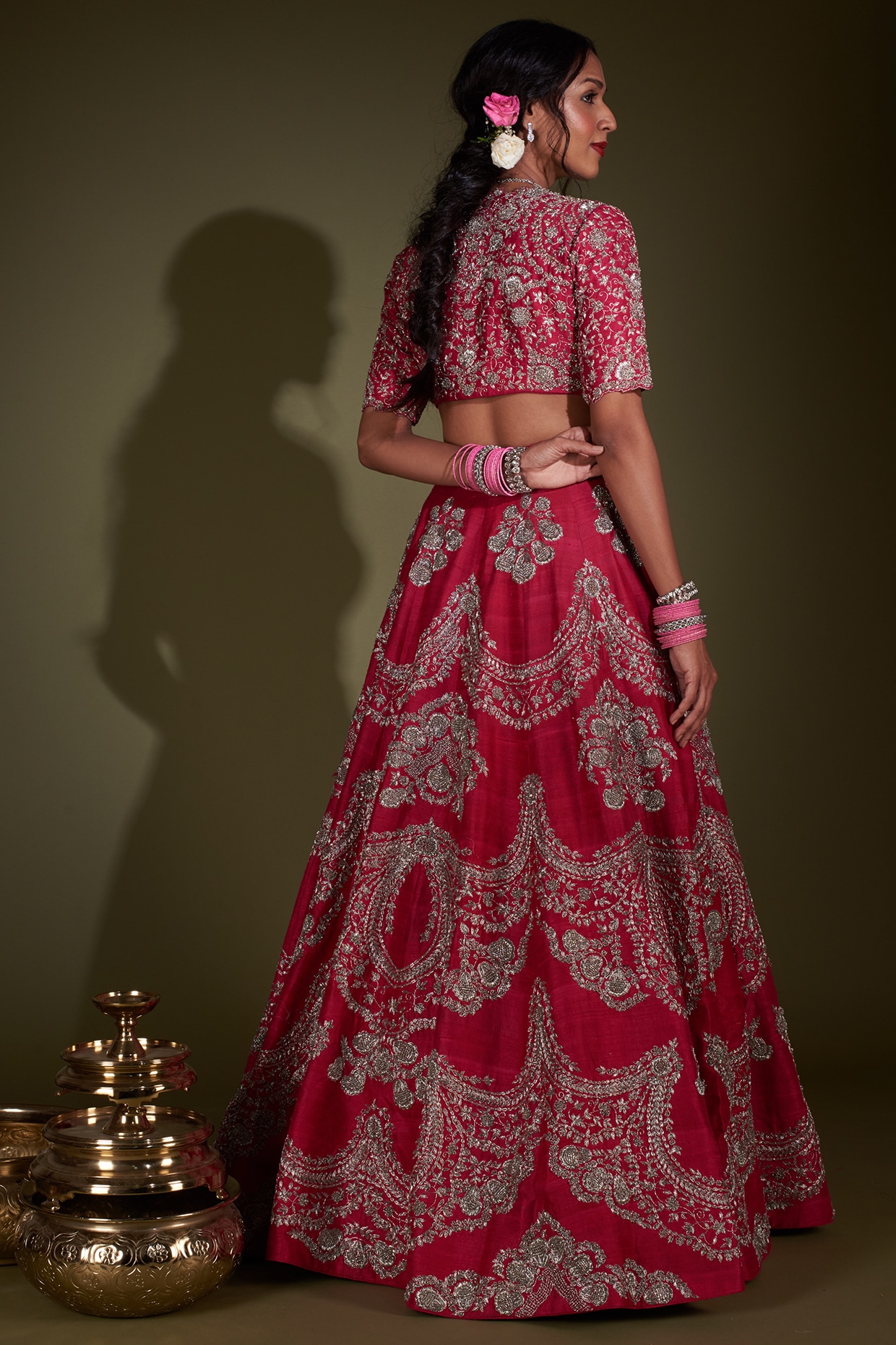Jayanti Reddy Red Embroidered Lehenga Purple Blouse (Set Of 2) – Nykaa  Fashion