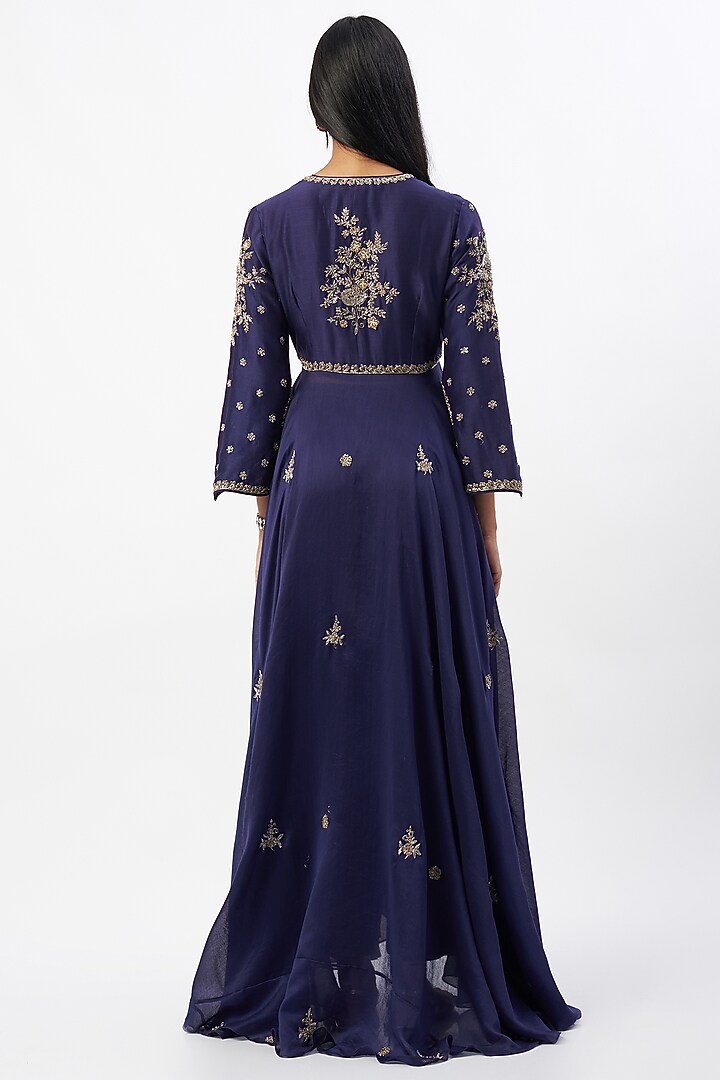 Purple Embroidered Wedding Anarkali Set by Jayanti Reddy at Pernia's Pop Up Shop