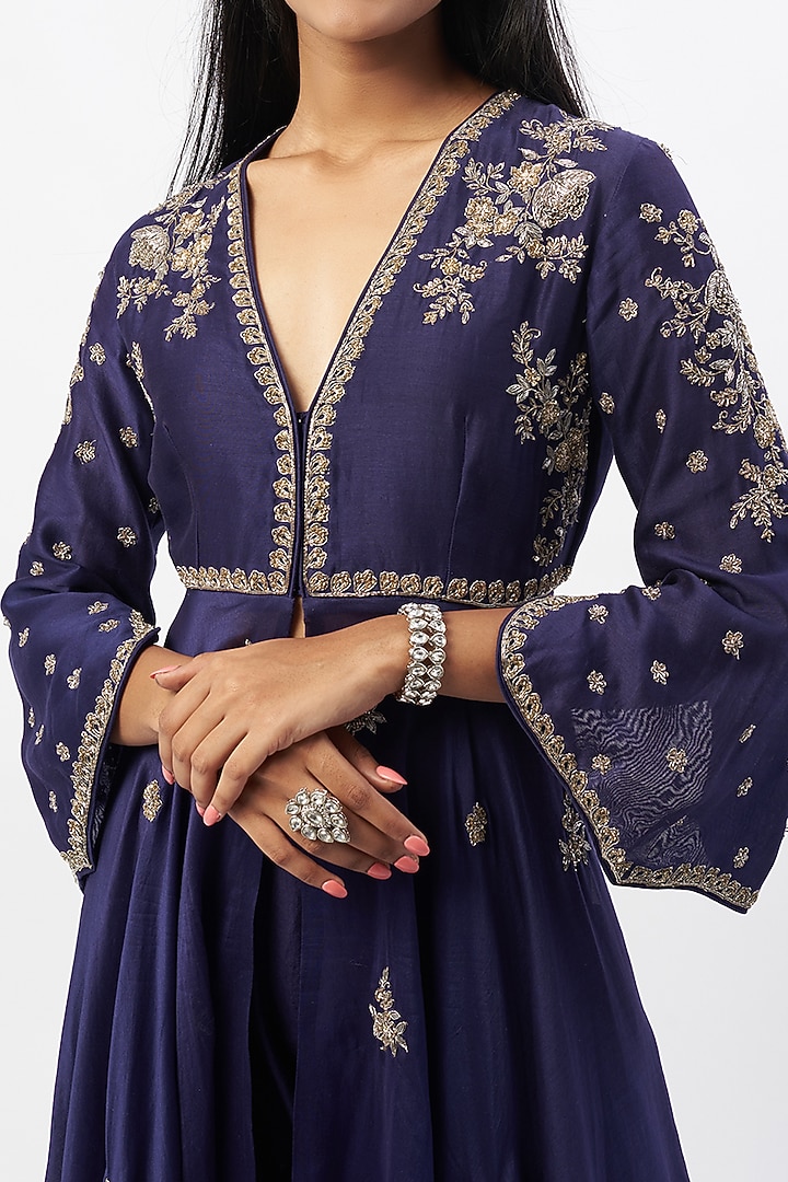 Purple Embroidered Wedding Anarkali Set by Jayanti Reddy at Pernia's Pop Up Shop