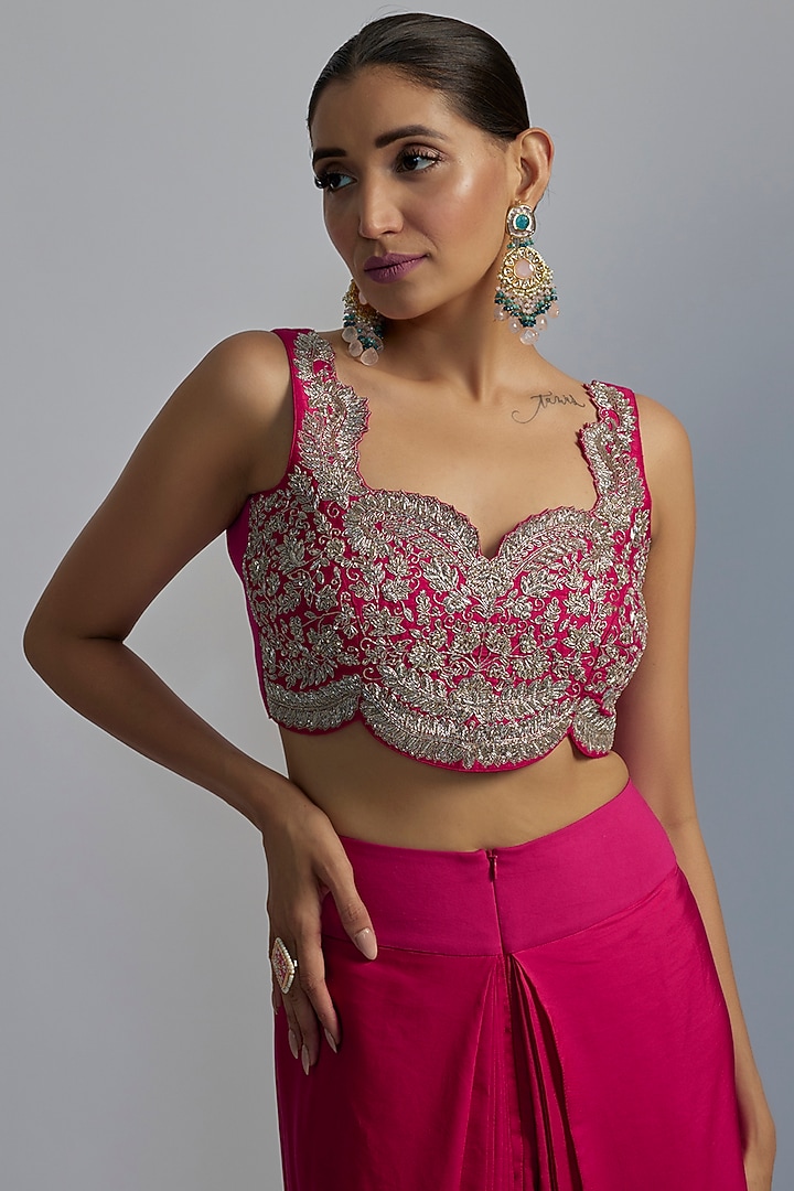Pink Silk Embroidered Cape Set by Jayanti Reddy at Pernia's Pop Up Shop