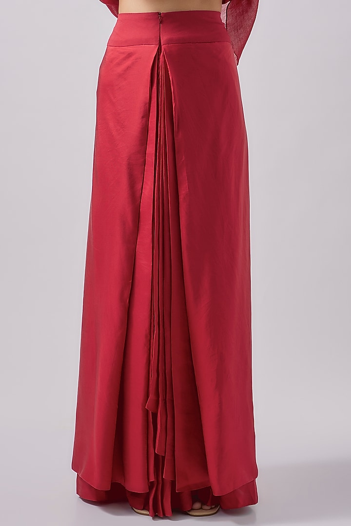 Red Silk Cowl Skirt Set by Jayanti Reddy at Pernia's Pop Up Shop
