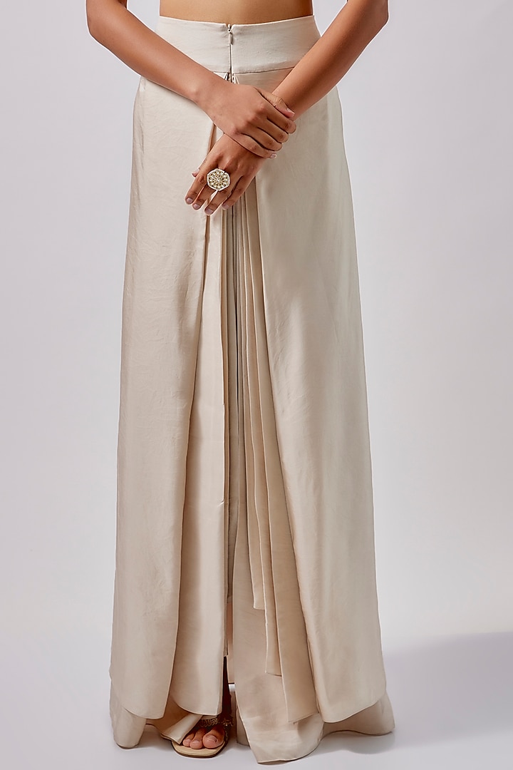 Beige Silk Embroidered Cape Set by Jayanti Reddy at Pernia's Pop Up Shop