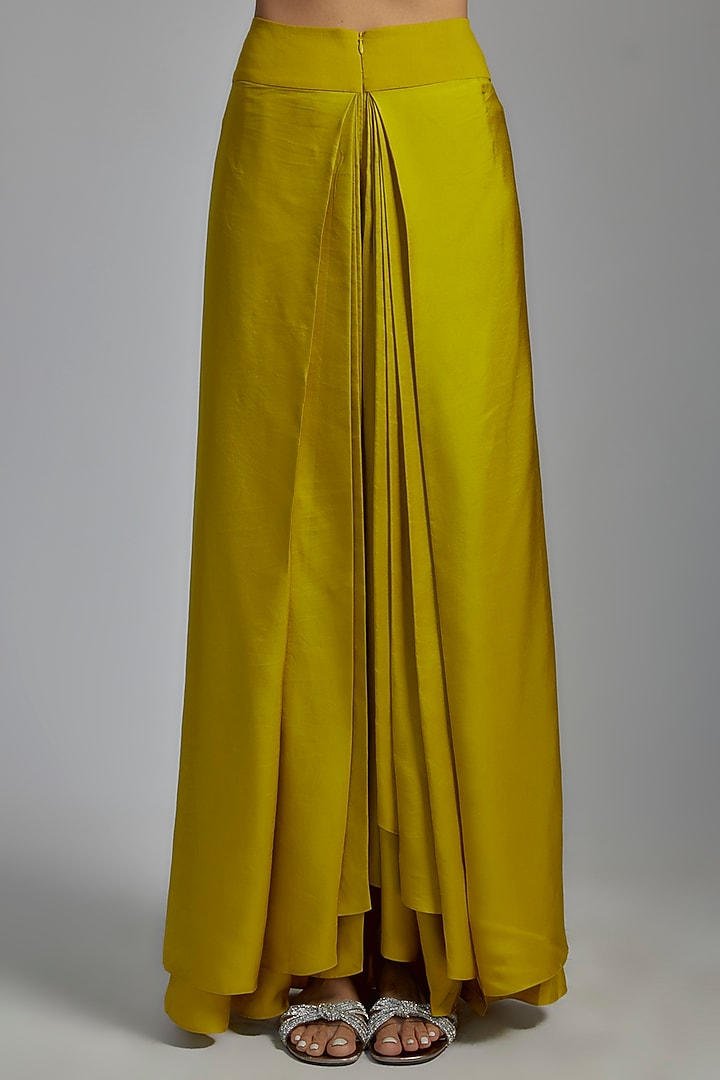 Mustard Silk Embroidered Cape Set by Jayanti Reddy at Pernia's Pop Up Shop