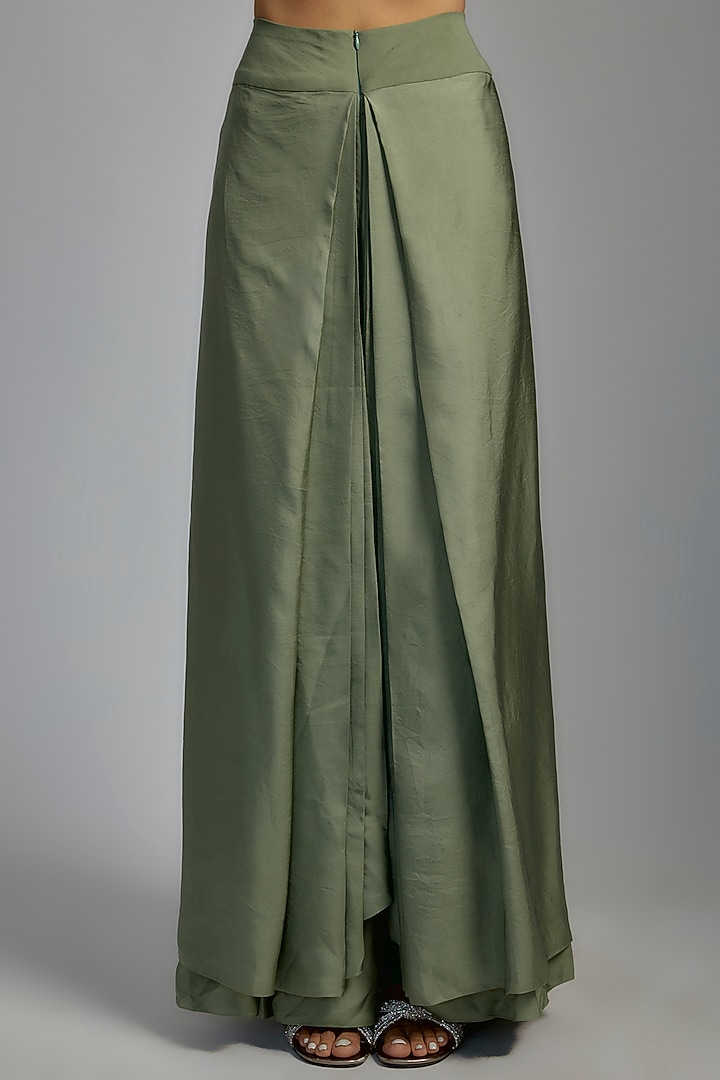 Mint Green Silk Embroidered Cape Set by Jayanti Reddy at Pernia's Pop Up Shop