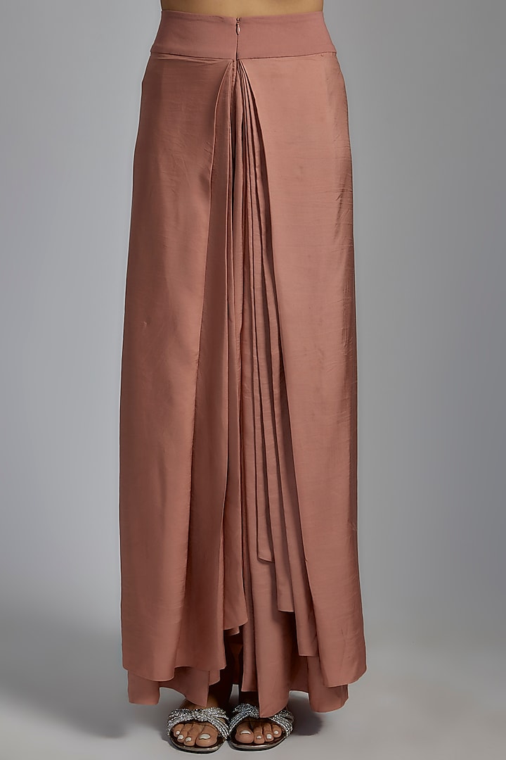 Peach Silk Embroidered Cape Set by Jayanti Reddy at Pernia's Pop Up Shop