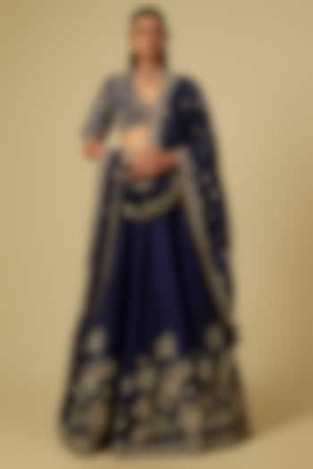 Purple Raw Silk Bridal Lehenga Set by Jayanti Reddy at Pernia's Pop Up Shop