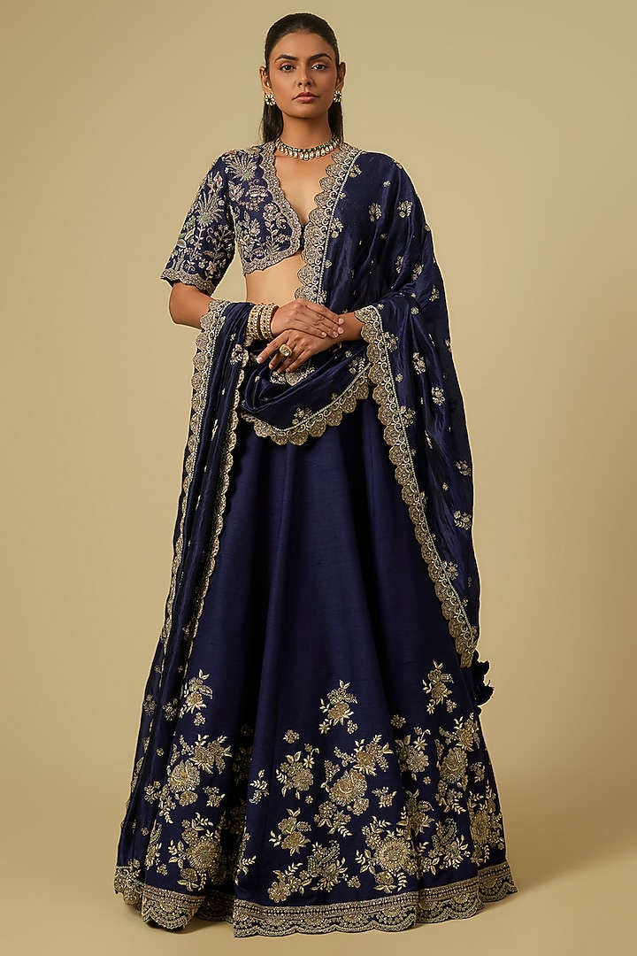 Purple Raw Silk Bridal Lehenga Set by Jayanti Reddy at Pernia's Pop Up Shop