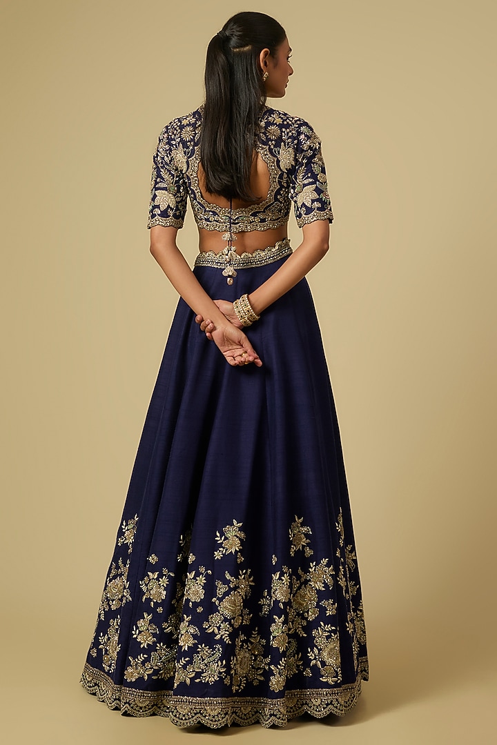 Purple Raw Silk Bridal Lehenga Set by Jayanti Reddy at Pernia's Pop Up Shop