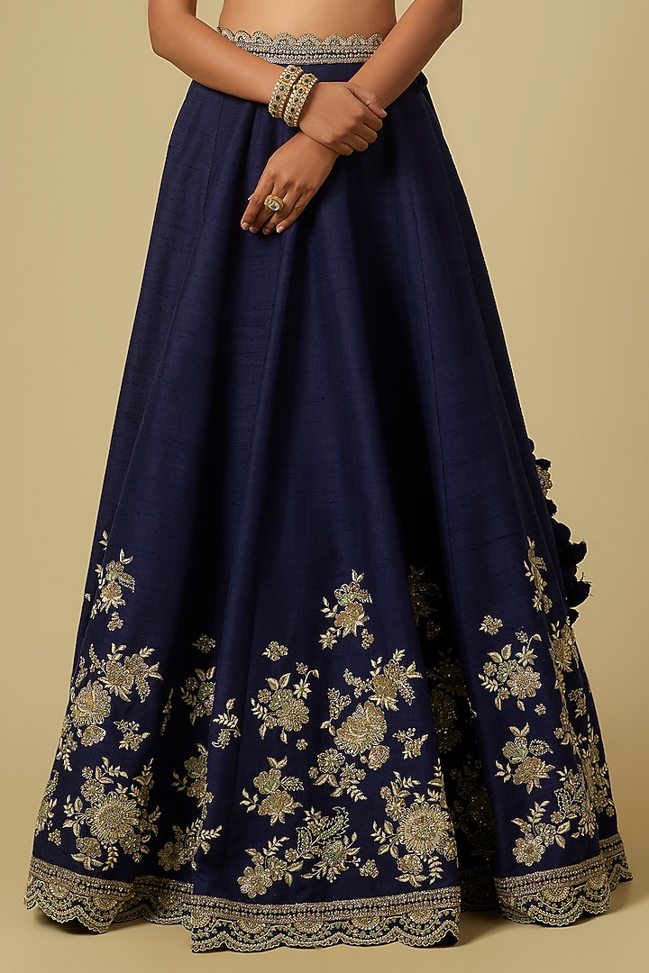 Purple Raw Silk Bridal Lehenga Set by Jayanti Reddy at Pernia's Pop Up Shop