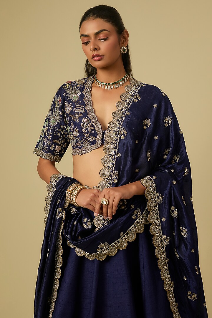 Purple Raw Silk Bridal Lehenga Set by Jayanti Reddy at Pernia's Pop Up Shop