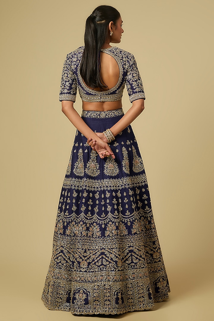 Purple Raw Silk Zardosi Embroidered Bridal Lehenga Set by Jayanti Reddy at Pernia's Pop Up Shop