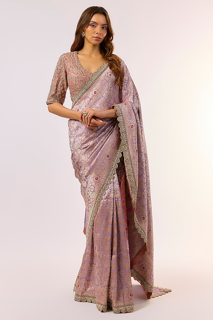 Lavender Banarasi Silk Bridal Saree Set by Jayanti Reddy at Pernia's Pop Up Shop