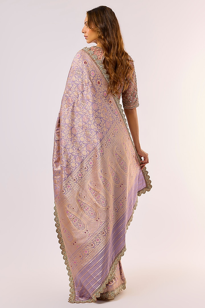 Lavender Banarasi Silk Bridal Saree Set by Jayanti Reddy at Pernia's Pop Up Shop