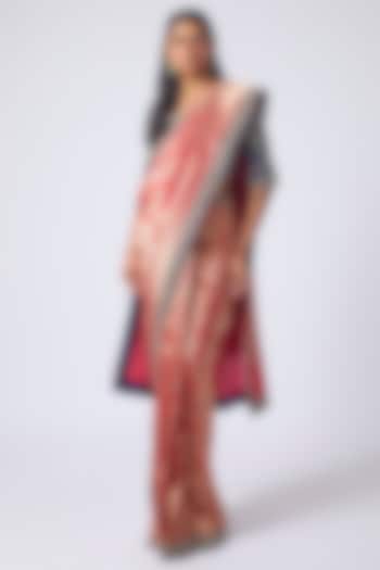 Red Banarasi Zardosi Embroidered Bridal Saree Set by Jayanti Reddy at Pernia's Pop Up Shop