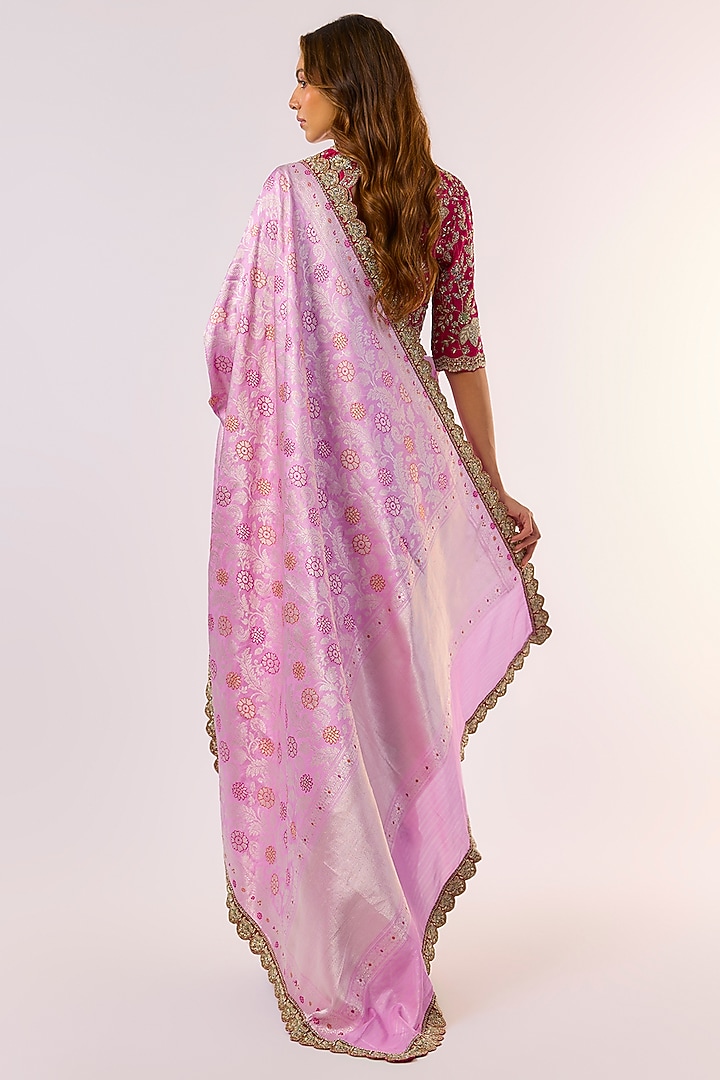 Lavender Banarasi Silk Bridal Saree Set by Jayanti Reddy at Pernia's Pop Up Shop