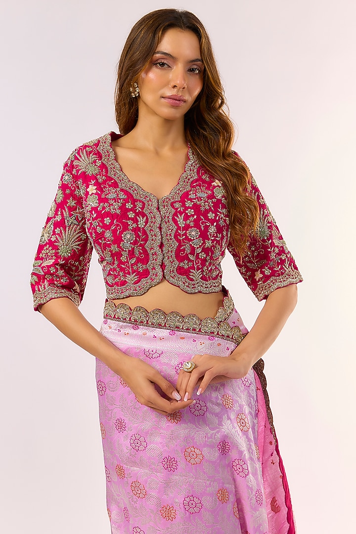 Lavender Banarasi Silk Bridal Saree Set by Jayanti Reddy at Pernia's Pop Up Shop