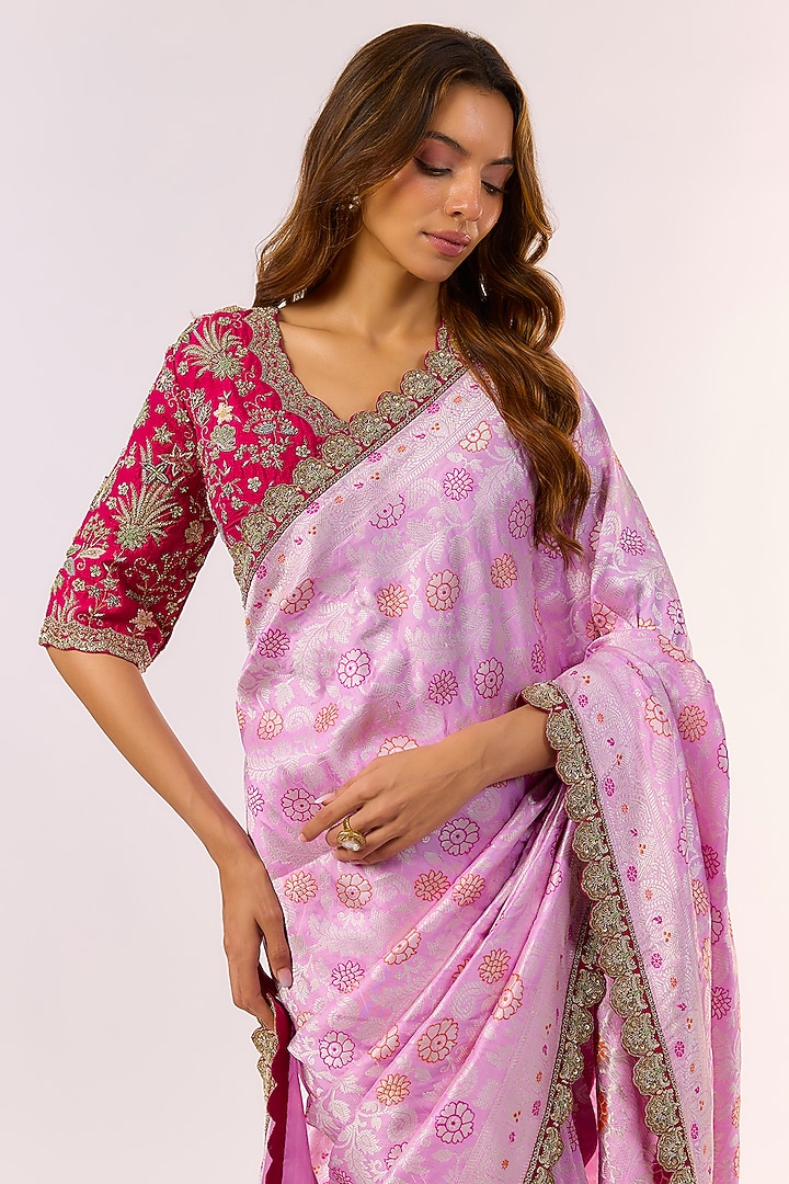 Lavender Banarasi Silk Bridal Saree Set by Jayanti Reddy at Pernia's Pop Up Shop