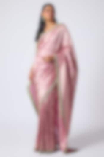 Pink Banarasi Zardosi Embroidered Bridal Saree Set by Jayanti Reddy at Pernia's Pop Up Shop