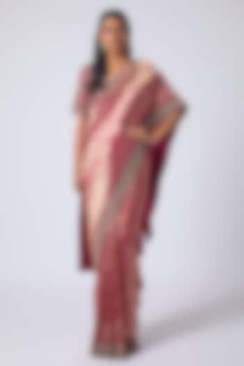Pink Banarasi Zardosi Embroidered Bridal Saree Set by Jayanti Reddy at Pernia's Pop Up Shop