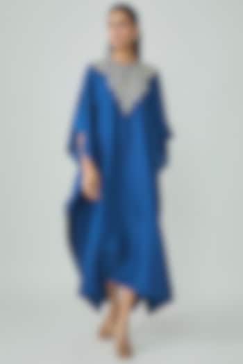Blue Silk Zardosi Work Kaftan by Jayanti Reddy at Pernia's Pop Up Shop