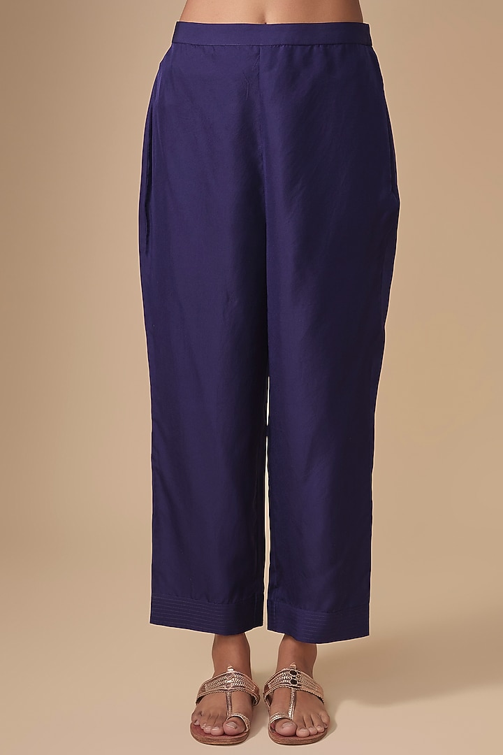 Purple Silk Zardosi Embroidered Tunic Set by Jayanti Reddy at Pernia's Pop Up Shop