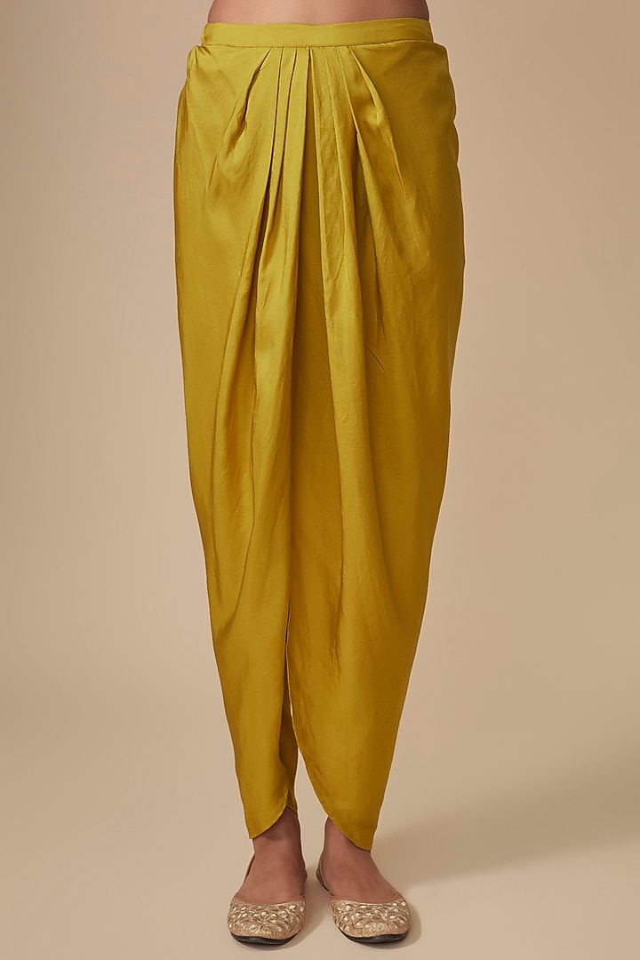 Golden Yellow Silk Zardosi Embroidered Tunic Set by Jayanti Reddy at Pernia's Pop Up Shop